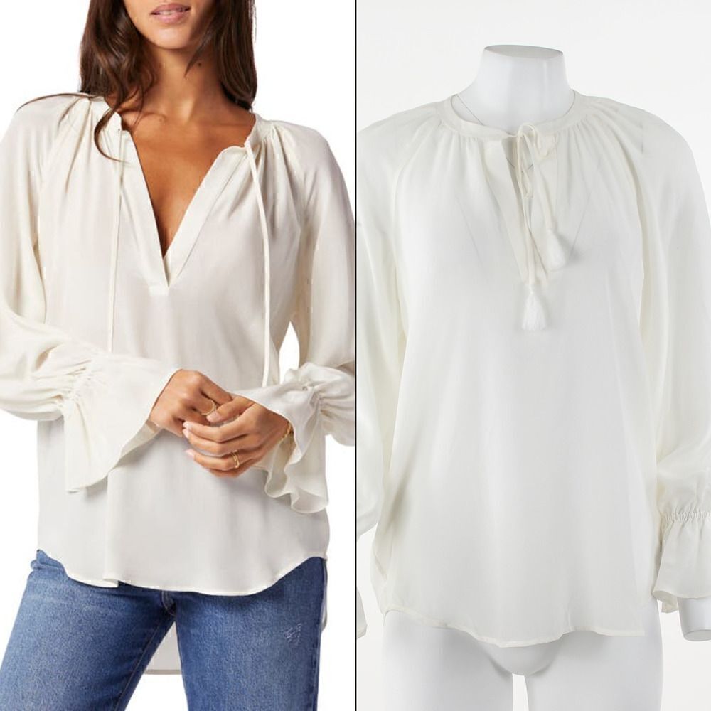 Joie Cecarina Silk Blouse in Porcelain